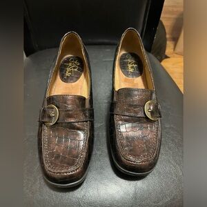 Lifestride Women’s 9W Brown Black Mock Alligator Loafers NWOT